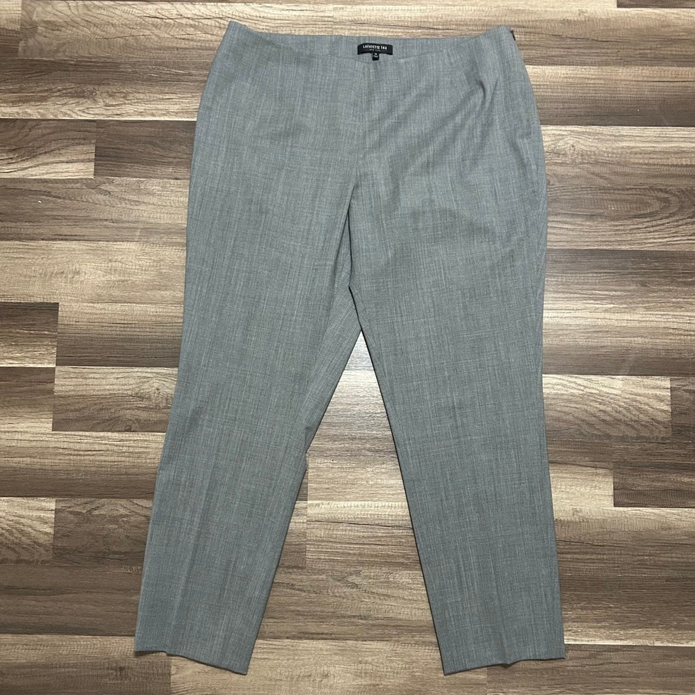 Lafayette 148 Womens Dress Pants 14 Gray Virgin Wool Zip Professional Career